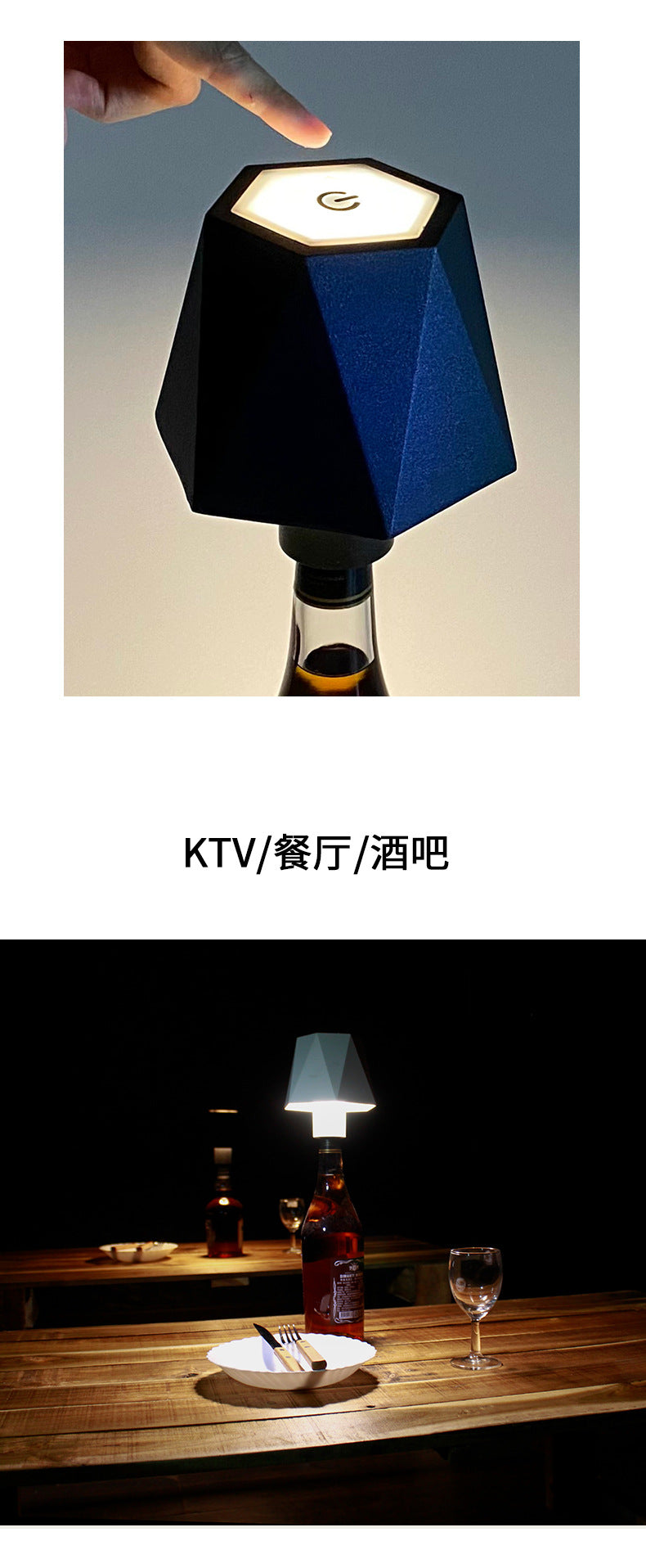 Lámpara de mesa LED con forma de botella