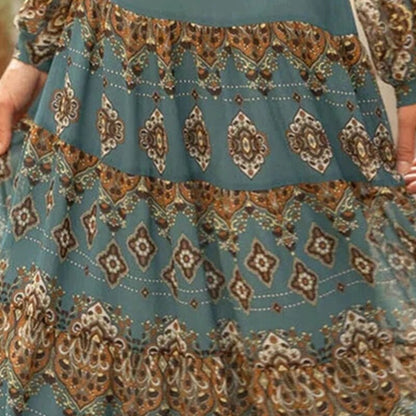 Abito lungo con scollo a v e maniche lunghe